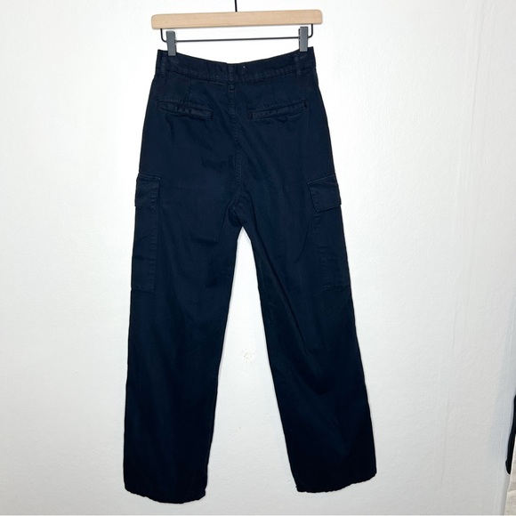 Zara Womens High Rise Wide Leg Utility Carpenter Pants Dark Navy Blue 2 - Picture 6 of 7